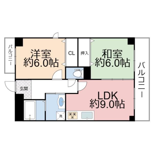 グレーシァス片町(2LDK/3階)の間取り写真