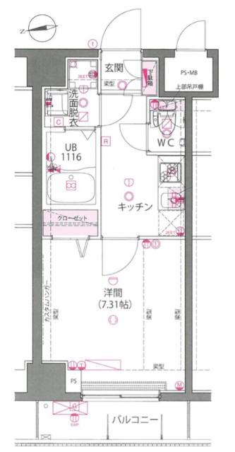 ライジングプレイス両国三番館(1K/3階)の間取り写真