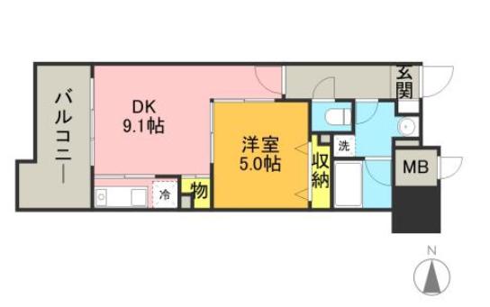 キルンズ博多駅南(1LDK/13階)の間取り写真