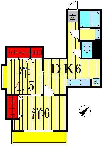 中川ビル(2DK/6階)の間取り写真