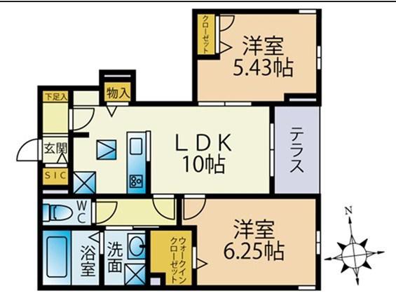 ヒルズ・アベリア(2LDK/1階)の間取り写真