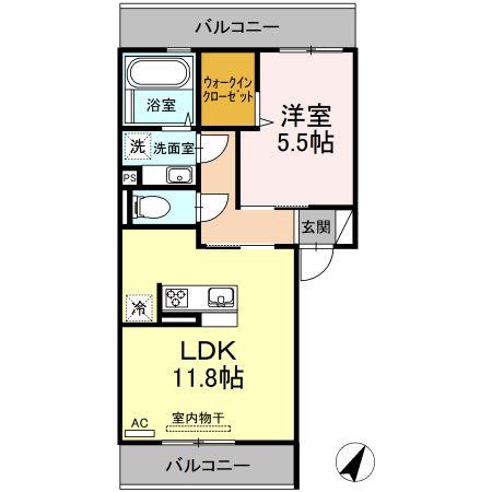 VISEO AFFINO(1LDK/3階)の間取り写真
