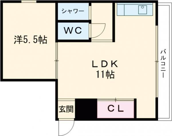 リベラル都丘(1LDK/5階)の間取り写真