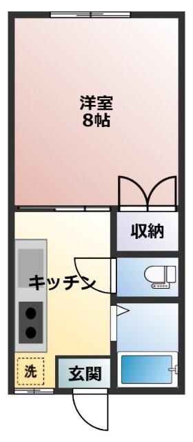 フローラルタウン(1DK/1階)の間取り写真