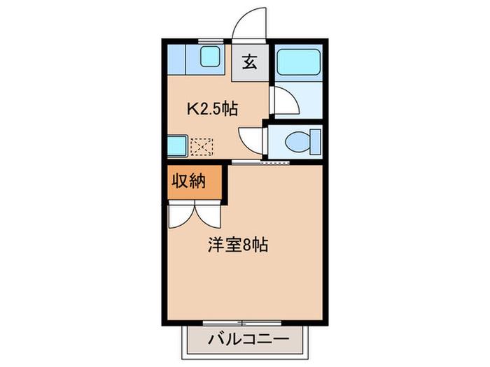 青木ヒルズアルファ-3(1K/2階)の間取り写真