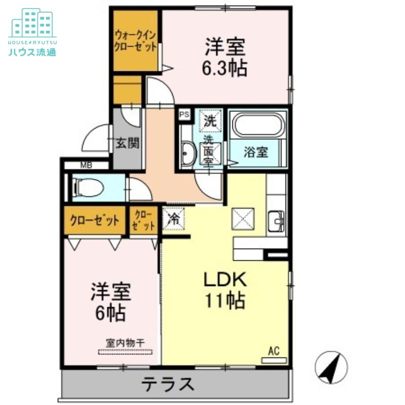 ソシア グローブ(2LDK/1階)の間取り写真