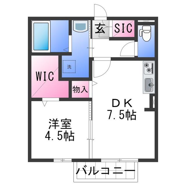 フェリーチェ小雑賀A棟(1DK/1階)の間取り写真