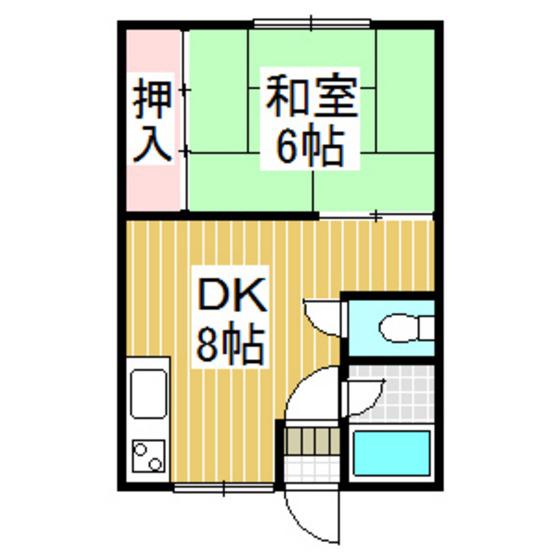 ベルデハイム2(1DK/1階)の間取り写真