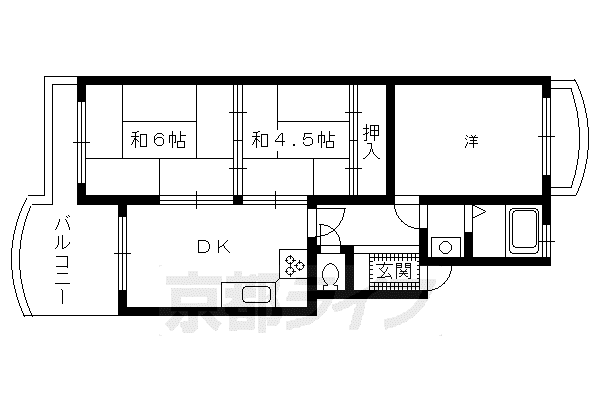 北前田マンション南棟(3DK/1階)の間取り写真
