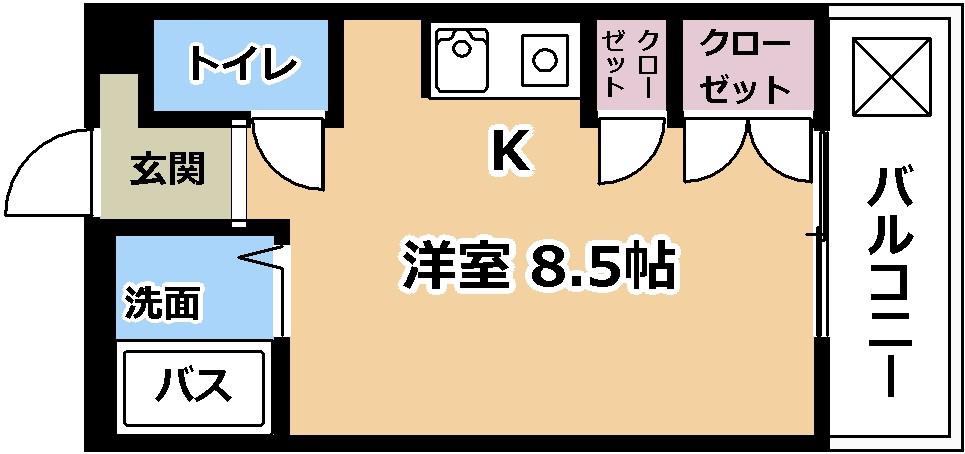 グランドハイツ柴原 A棟(ワンルーム/1階)の間取り写真
