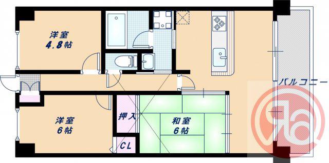 キングマンション新淀川(3LDK/6階)の間取り写真