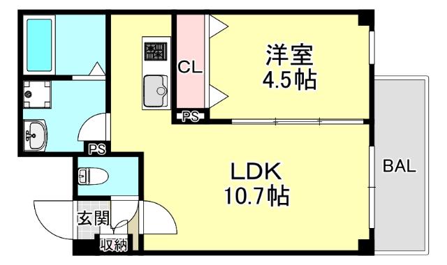 アリビラ六甲(1LDK/2階)の間取り写真