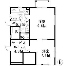 上落合1丁目共同(2SK/1階)の間取り写真
