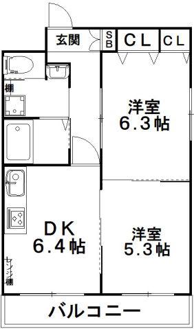 グラースビ高島平(2DK/1階)の間取り写真