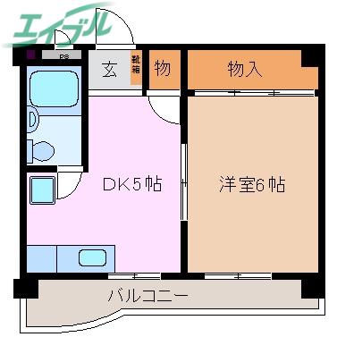 寿ハイツ(1DK/4階)の間取り写真