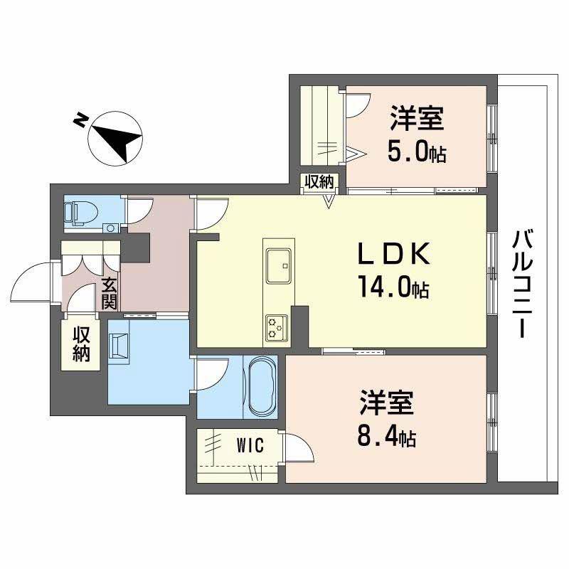地下鉄名城線 西高蔵駅 徒歩2分 4階建 新築(2LDK/3階)の間取り写真