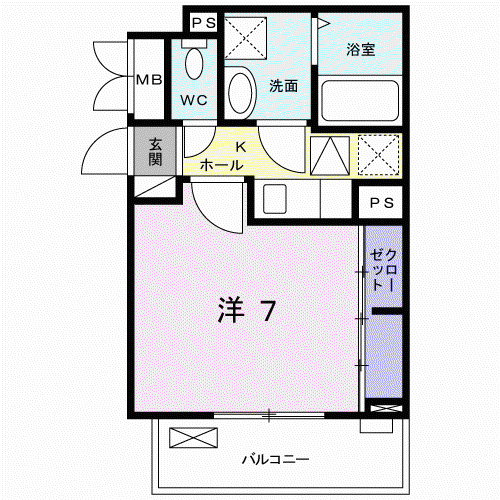 フォレストオハナ C棟(1K/1階)の間取り写真
