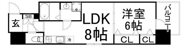 プレサンス心斎橋ニスト(1LDK/14階)の間取り写真