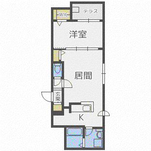 ブランシャールALAIN菊水(1LDK/1階)の間取り写真