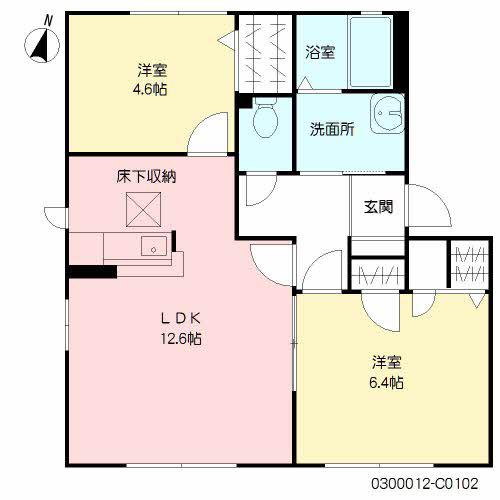 ハーティストN C棟(2LDK/2階)の間取り写真