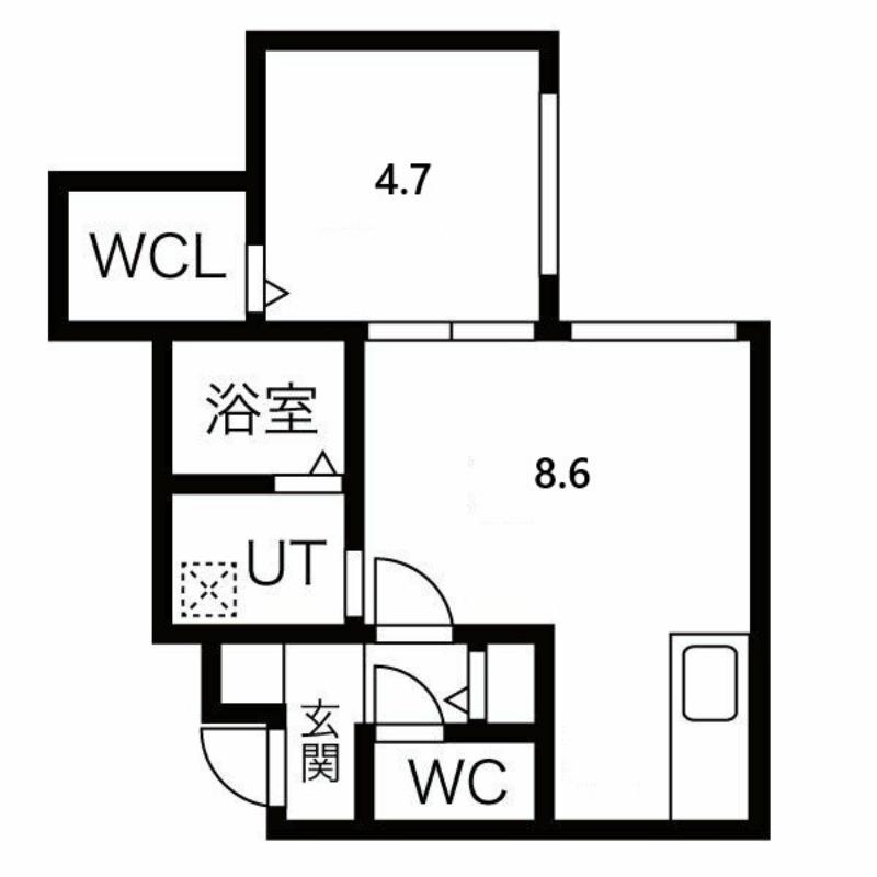 レンブラント西町(1LDK/4階)の間取り写真