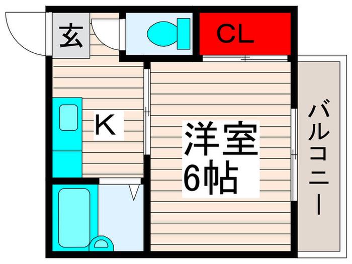 クリスタルコーポ第2(1K/2階)の間取り写真