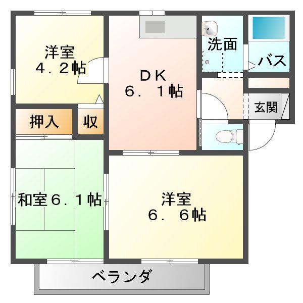 グランビア庄内(3DK/2階)の間取り写真