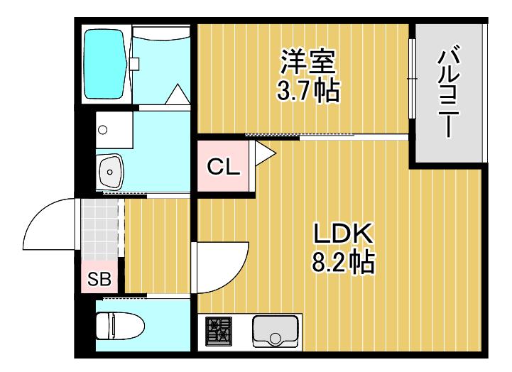 新森アパートメント(1LDK/2階)の間取り写真