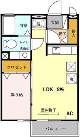エランビタールNAKANISHI II(1LDK/1階)の間取り写真