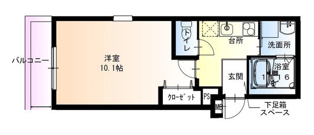 フジパレス山之内ノース(1K/2階)の間取り写真