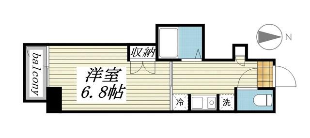 エスエービル(1K/6階)の間取り写真