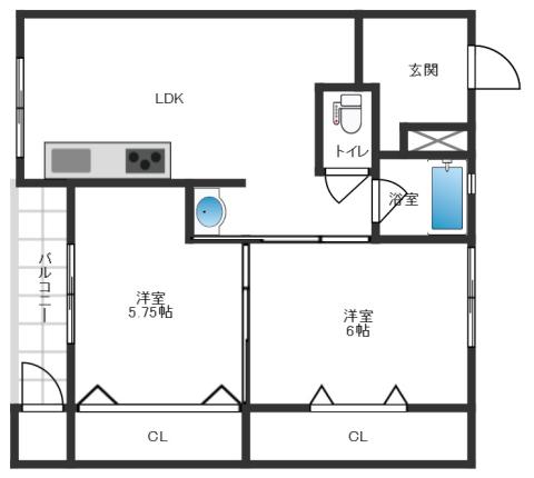 城第一マンション(2LDK/2階)の間取り写真