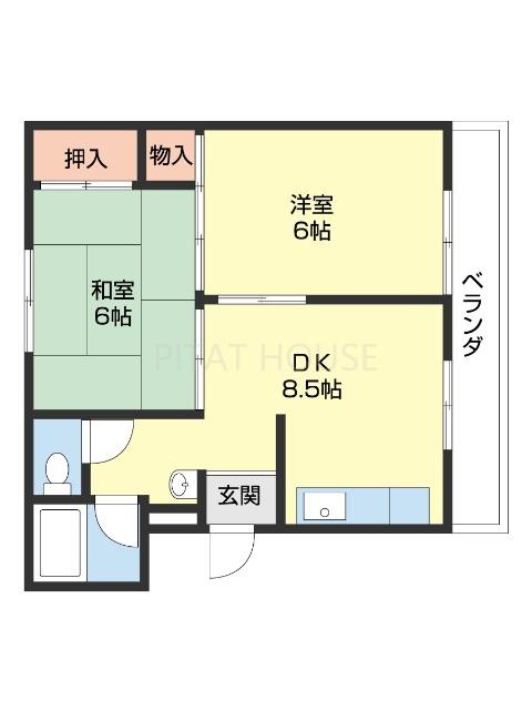 ハイツ南風(2DK/1階)の間取り写真