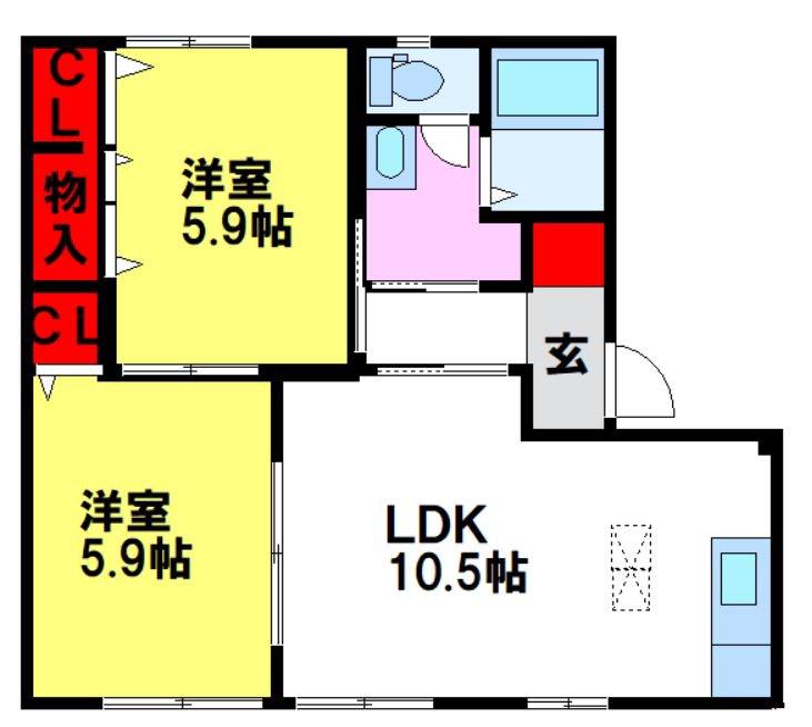 ラフォーンヴィラ(2LDK/1階)の間取り写真
