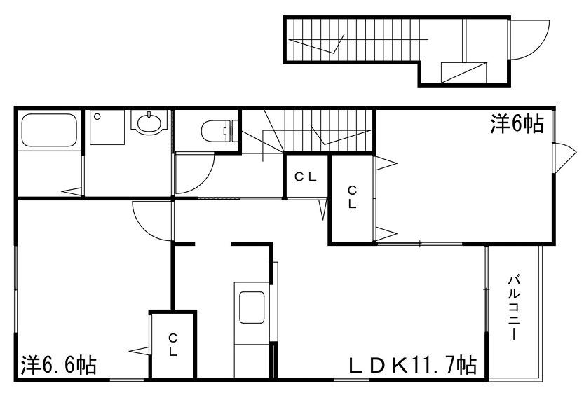 グレイスフル ヴィラII(2LDK/2階)の間取り写真