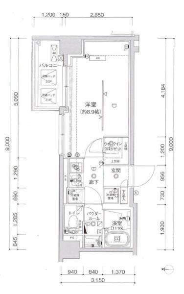 アルテシモ クレア(1K/2階)の間取り写真
