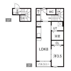 東北新幹線 古川駅 徒歩19分 2階建 築1年(1LDK/2階)の間取り写真