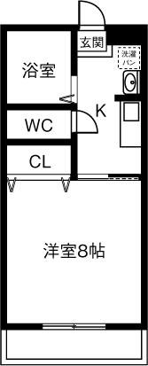 マンション若山(1K/3階)の間取り写真