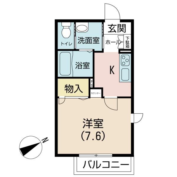 シャーメゾン下高津II(1K/2階)の間取り写真