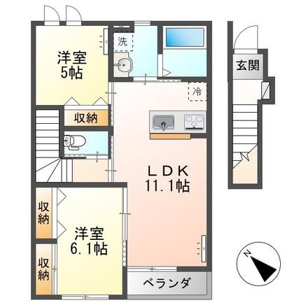 メゾン・ソレイユ(2LDK/2階)の間取り写真