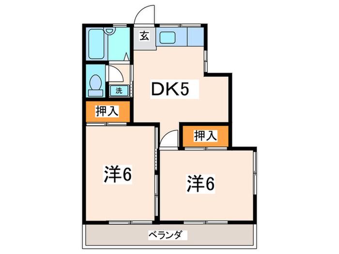 第16オレンジハウス(2DK/2階)の間取り写真