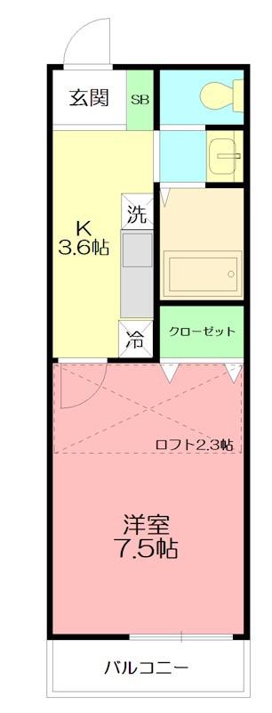 Kエスパシオ(1K/2階)の間取り写真