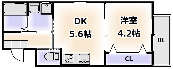 M STAGE勝山II(1DK/1階)の間取り写真