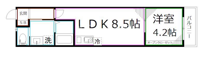 シエスタデュオ一橋学園コンテムセオイースト(1LDK/1階)の間取り写真