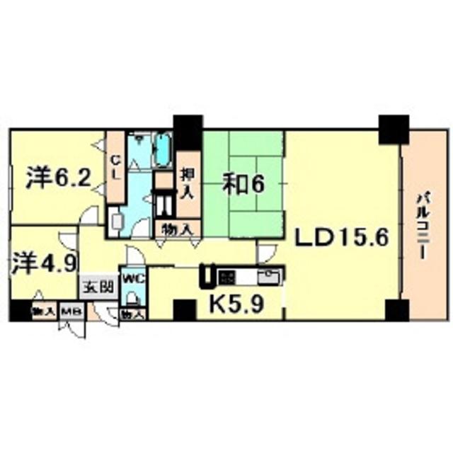 ラヴィーダ西宮(3LDK/22階)の間取り写真