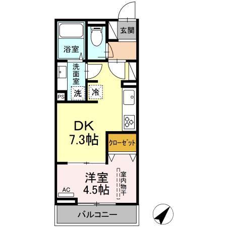 エクセリア南馬込(1DK/3階)の間取り写真