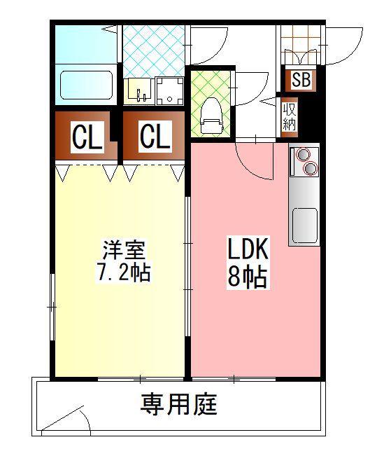 リヴェール(1LDK/1階)の間取り写真