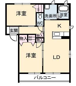 グランド レガシ一B棟(2LDK/2階)の間取り写真