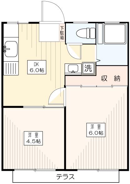 明光ハイツ(2DK/1階)の間取り写真