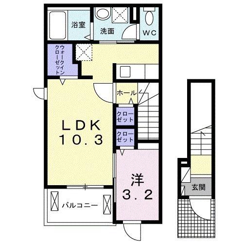 ル・フランI(1LDK/2階)の間取り写真